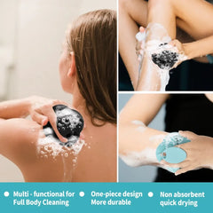 1Pcs Silicone Body Scrubber-Handheld Shower Cleansing Brush Soft Exfoliating Bath Sponge with Shampoo Brush Head Body Massager