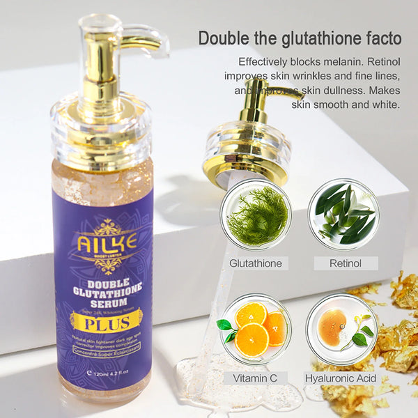 AILKE Glutathione PLUS Skin Care Set, Advanced Lightening Lotion, Moisturizes Softens Skin, Skin Bleaching Kit for Men, Women