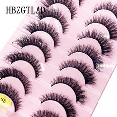 10 Pairs Natural 3d Mink Lashes Soft False Eyelashes Cross Messy Dense Eye Lashes Extension Makeup Faux Cils Maquillaje
