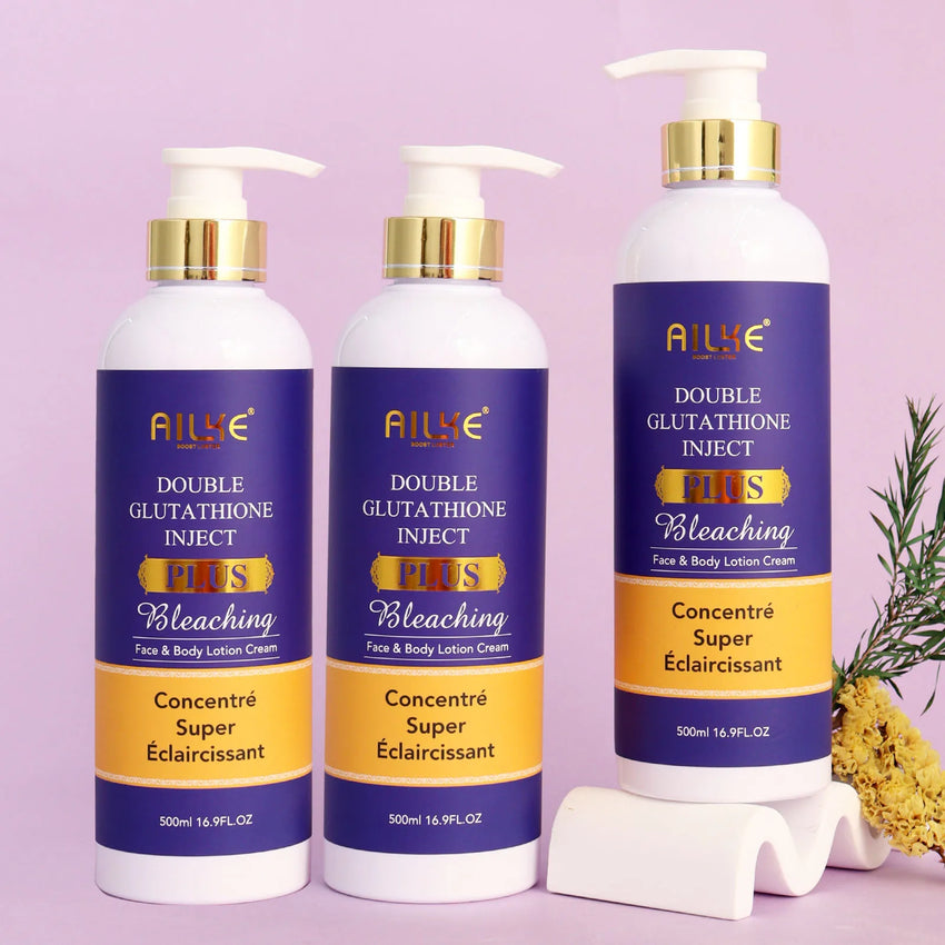 AILKE Glutathione PLUS Skin Care Set, Advanced Lightening Lotion, Moisturizes Softens Skin, Skin Bleaching Kit for Men, Women