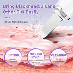 Electric Ultrasonic Skin Scrubber Vibration Face Spatula Peeling Blackhead Remover Facial Lifting Cleansing Ultrasonic Skin Care