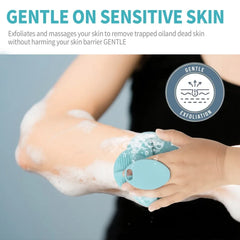 NEW Silicone Body Scrubber-Handheld Shower Cleansing Brush Soft Exfoliating Bath Sponge with Shampoo Brush Head Body Massager