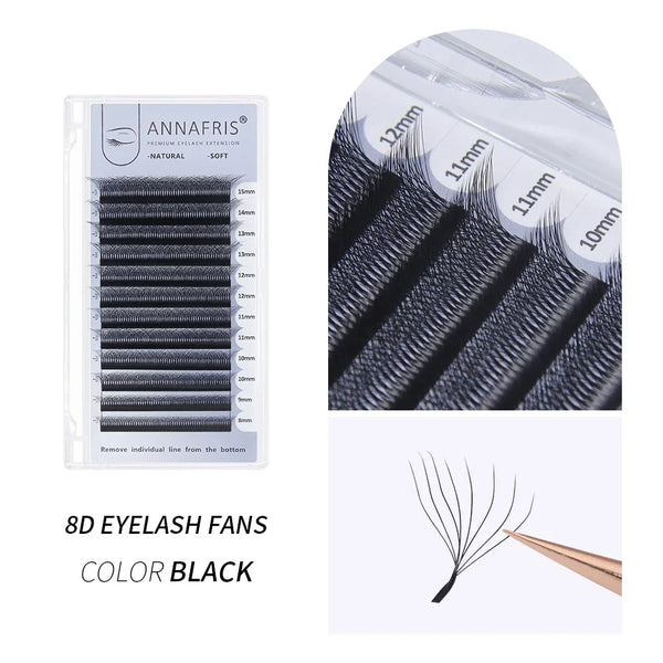 ANNAFRIS 8D W Lash Extension Premade Volume Fan W Shape Bundle Lashes Natural Soft False Eyelashes