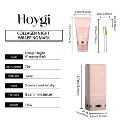 Collagen Overnight Wrapping Peel Off Facial Mask, Korean Collagen Night Wrapping Mask Deeply Hydrates Night Care Mask Cream 75ml