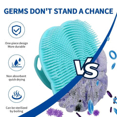 NEW Silicone Body Scrubber-Handheld Shower Cleansing Brush Soft Exfoliating Bath Sponge with Shampoo Brush Head Body Massager