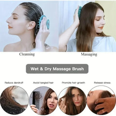 1Pcs Silicone Body Scrubber-Handheld Shower Cleansing Brush Soft Exfoliating Bath Sponge with Shampoo Brush Head Body Massager