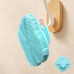 1Pcs Silicone Body Scrubber-Handheld Shower Cleansing Brush Soft Exfoliating Bath Sponge with Shampoo Brush Head Body Massager