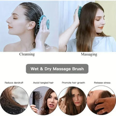 Silicone Body Scrubber-Handheld Shower Cleansing Brush Soft Exfoliating Bath Sponge with Shampoo Brush Head Body Massager