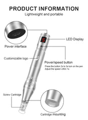 Professional High Frequency And Mute Dermapen Wireless Electric Microneedling Derma Pen With 30 Replaceable Needle Cartridges