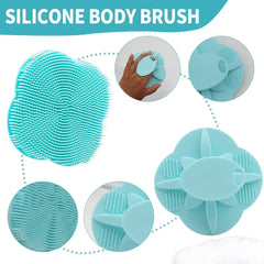 1Pcs Silicone Body Scrubber-Handheld Shower Cleansing Brush Soft Exfoliating Bath Sponge with Shampoo Brush Head Body Massager