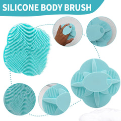 Silicone Body Scrubber-Handheld Shower Cleansing Brush Soft Exfoliating Bath Sponge with Shampoo Brush Head Body Massager