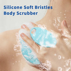 Silicone Body Scrubber-Handheld Shower Cleansing Brush Soft Exfoliating Bath Sponge with Shampoo Brush Head Body Massager