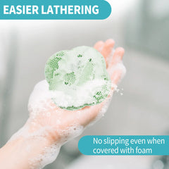 NEW Silicone Body Scrubber-Handheld Shower Cleansing Brush Soft Exfoliating Bath Sponge with Shampoo Brush Head Body Massager