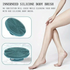 1Pcs Silicone Body Scrubber-Handheld Shower Cleansing Brush Soft Exfoliating Bath Sponge with Shampoo Brush Head Body Massager