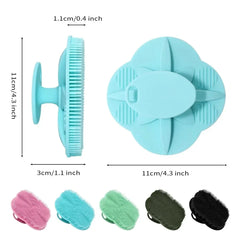 NEW Silicone Body Scrubber-Handheld Shower Cleansing Brush Soft Exfoliating Bath Sponge with Shampoo Brush Head Body Massager