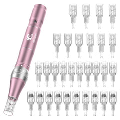 Professional High Frequency And Mute Dermapen Wireless Electric Microneedling Derma Pen With 30 Replaceable Needle Cartridges
