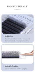 ANNAFRIS 8D W Lash Extension Premade Volume Fan W Shape Bundle Lashes Natural Soft False Eyelashes