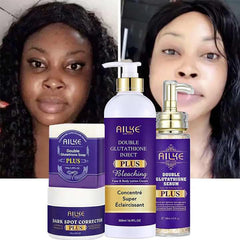 AILKE Glutathione PLUS Skin Care Set, Advanced Lightening Lotion, Moisturizes Softens Skin, Skin Bleaching Kit for Men, Women