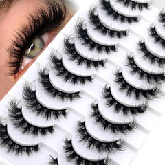 10 Pairs Natural 3d Mink Lashes Soft False Eyelashes Cross Messy Dense Eye Lashes Extension Makeup Faux Cils Maquillaje