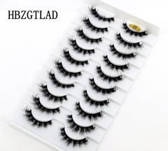 10 Pairs Natural 3d Mink Lashes Soft False Eyelashes Cross Messy Dense Eye Lashes Extension Makeup Faux Cils Maquillaje