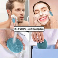 Silicone Body Scrubber-Handheld Shower Cleansing Brush Soft Exfoliating Bath Sponge with Shampoo Brush Head Body Massager