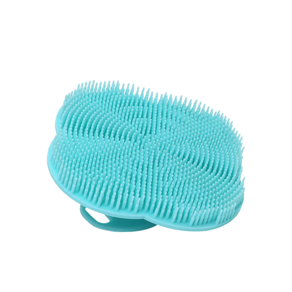 1Pcs Silicone Body Scrubber-Handheld Shower Cleansing Brush Soft Exfoliating Bath Sponge with Shampoo Brush Head Body Massager